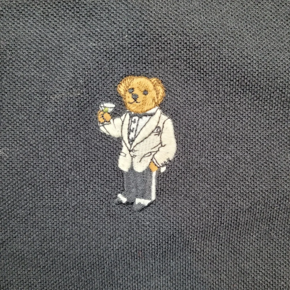 Polo Ralph Lauren Polo Shirt XXL Black Martini Bear James Bond 007 Custom Fit